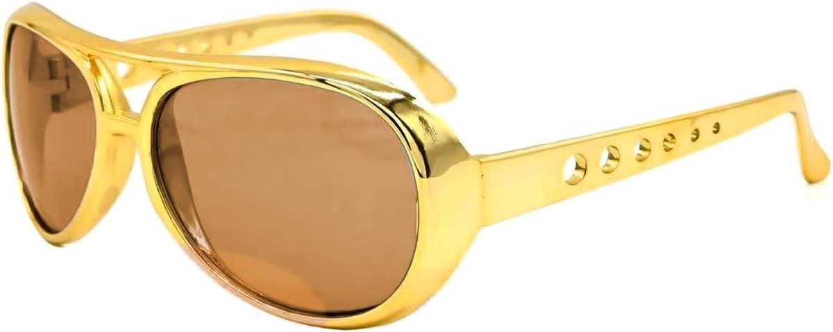 Gouden Rockstijl Zonnebril voor 50s Hippie Look, Perfect voor Themafeesten en Halloween Accessoires