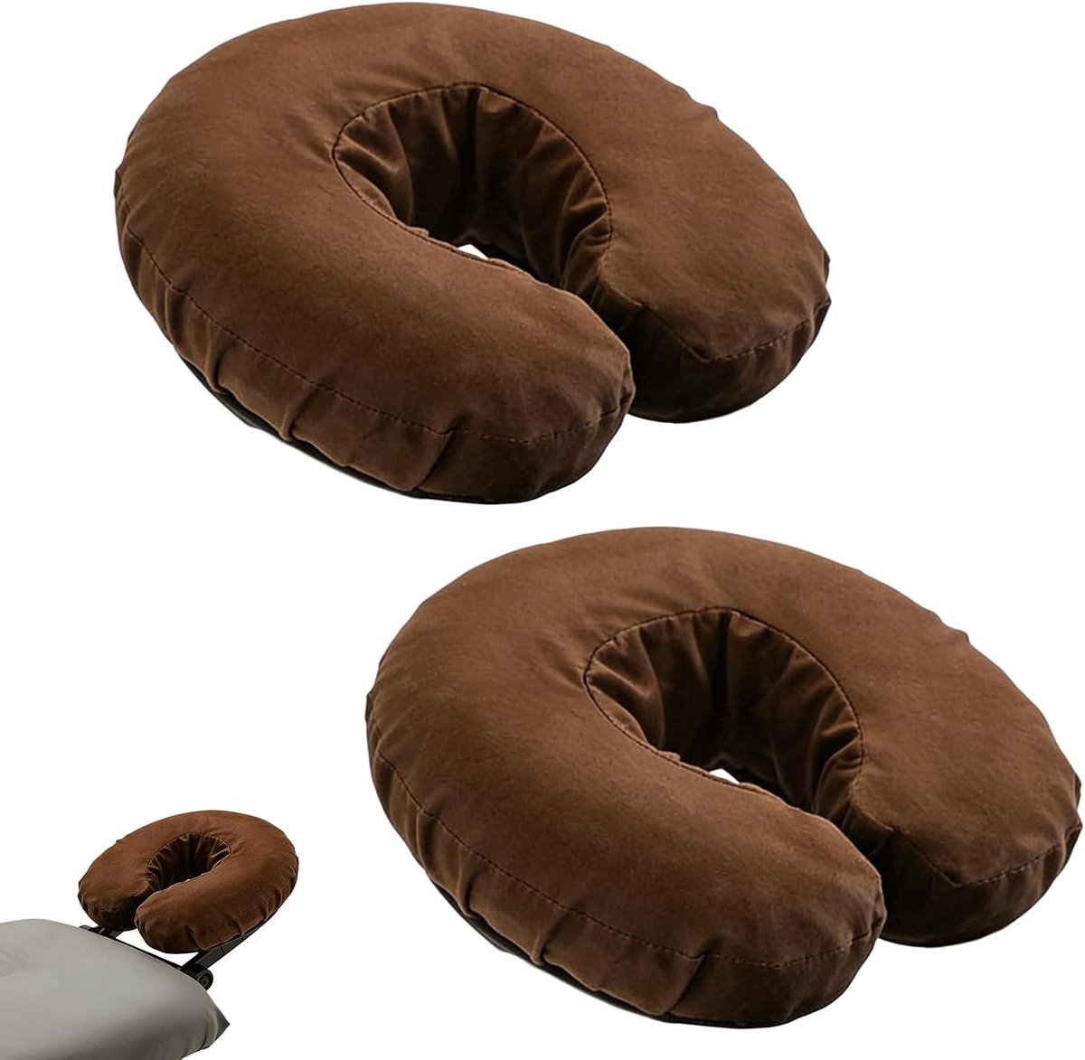 Massage Stoelhoes Set van 2 - 30x30cm Hoofdkussenhoes voor Massagestoel, Tension Cover en Behandelstoel, Bruin