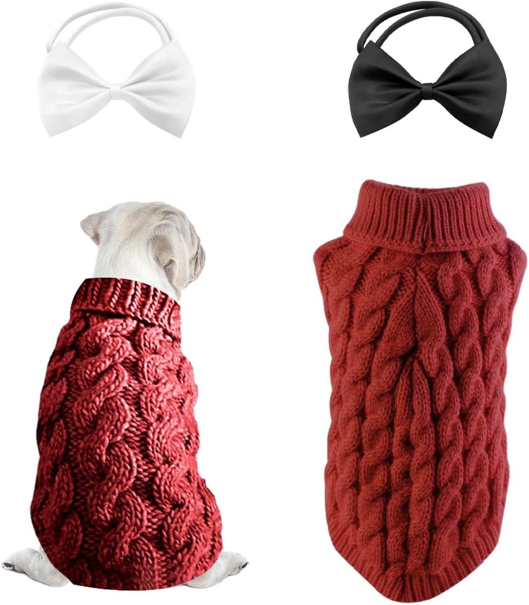 Warme wintertrui voor huisdieren met bijpassende broekjes, geschikt voor katten en honden (S, Rood)