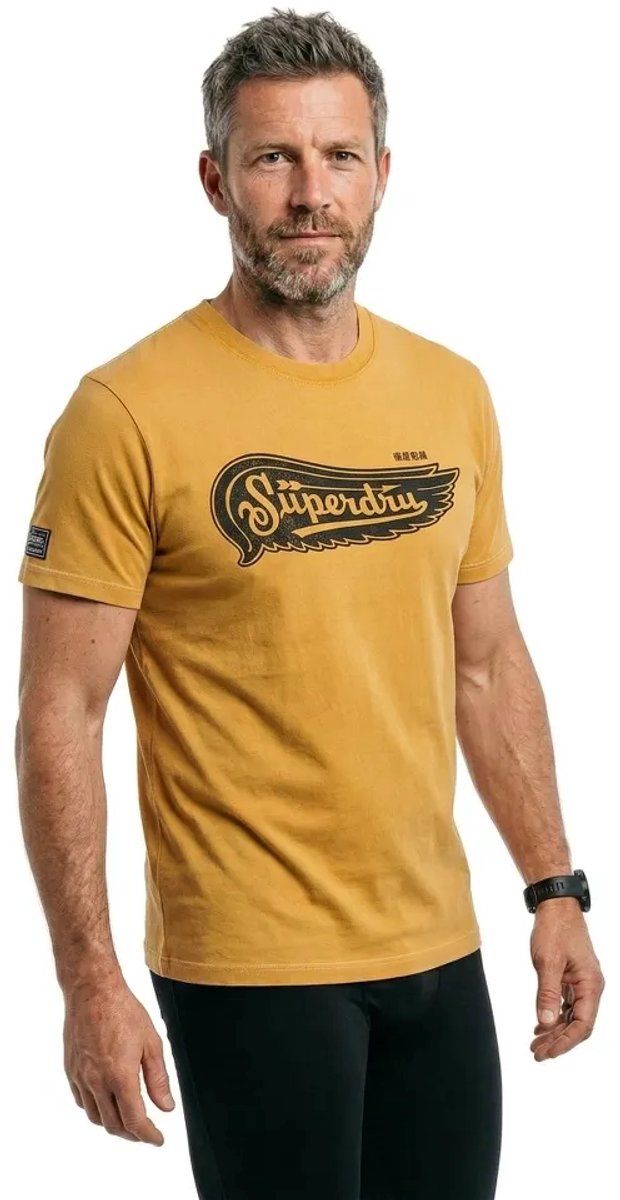 Superdry T-shirt met autologo en relaxte pasvorm Heren T-shirts Golden Glow