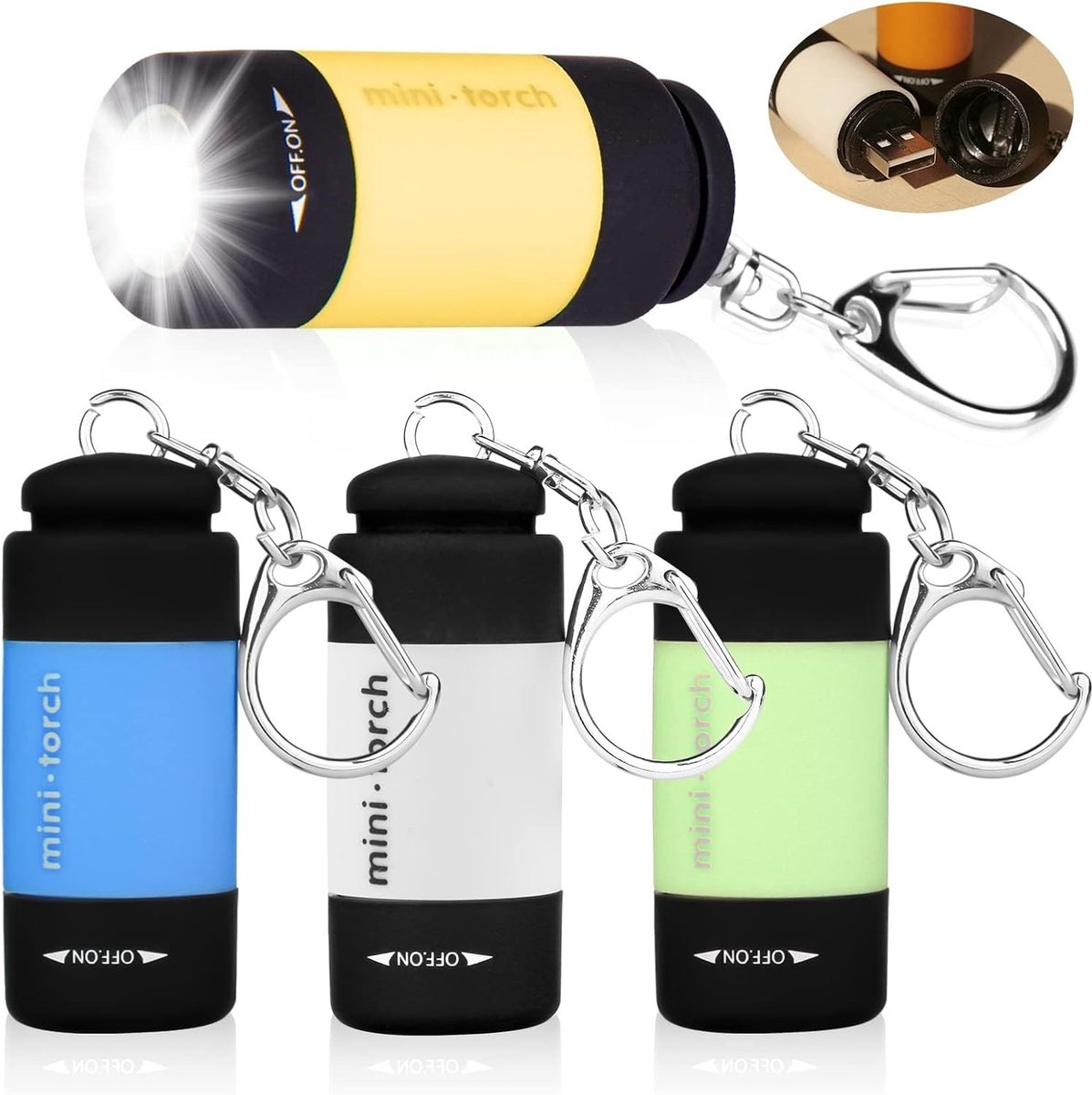 Mini LED zaklamp voor kinderen - Waterdichte oplaadbare zaklamp met sleutelhanger, ideaal voor camping en buitenactiviteiten