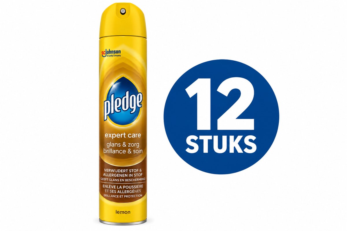 Pledge Glans & Zorg Classic Meubelspray – 12 x 300 ml – 3,6 Liter – Voordeelverpakking