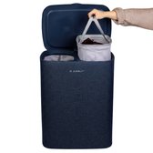 Jubbly® - Wasmand - Wassorteerder - Wasmand met Deksel - Wasmand 2 vakken - Wasmand opvouwbaar - Wasbox - 90 Liter - Blauw - The Splitsmart