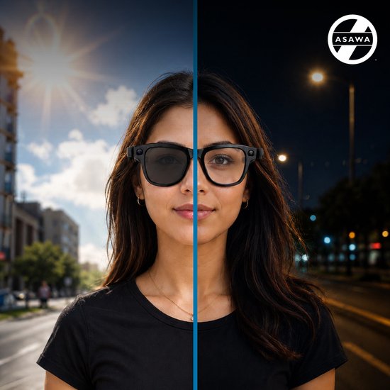 Asawa Smart Bril met Camera - AI Smart Glasses - Slimme Bril met 8MP Camera - Ai bril - 3 Sets glazen - Inc. Oplaadhoes - Spycam - Spy Camera WiFi met NL App — afbeelding 5
