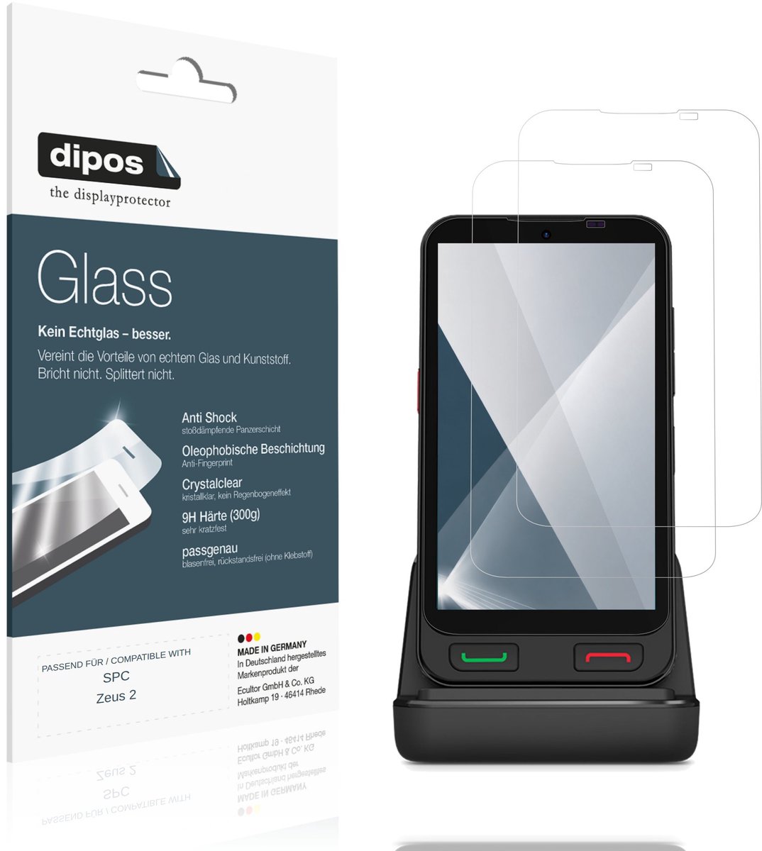 dipos – 2x Pantserfolie geschikt voor SPC Zeus 2 | 9H Screenprotector