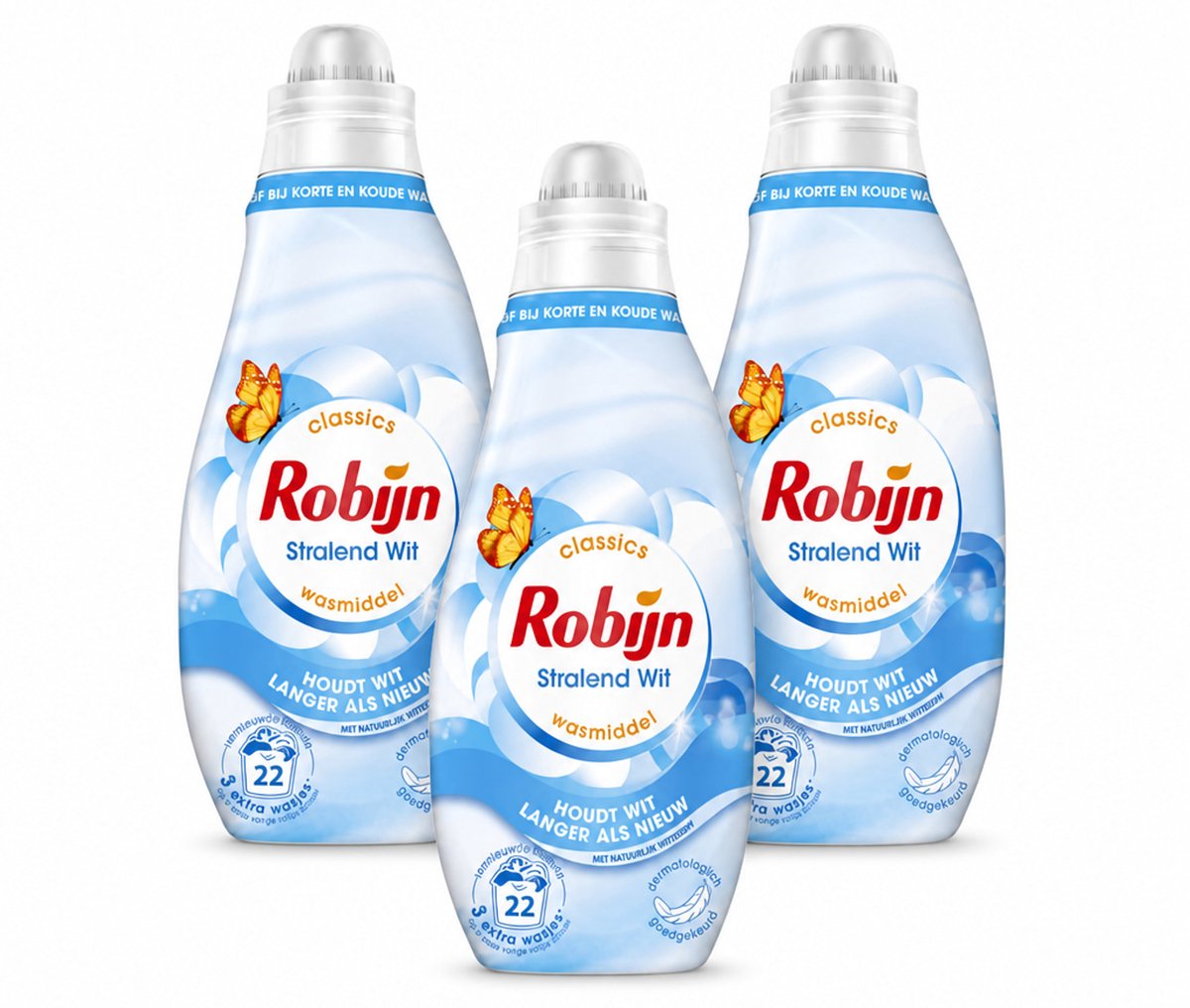 3 x Robijn – Vloeibaar Wasmiddel – Klein & Krachtig Classics Stralend Wit - 665 ml - Bulkverpakking - 3 stuks