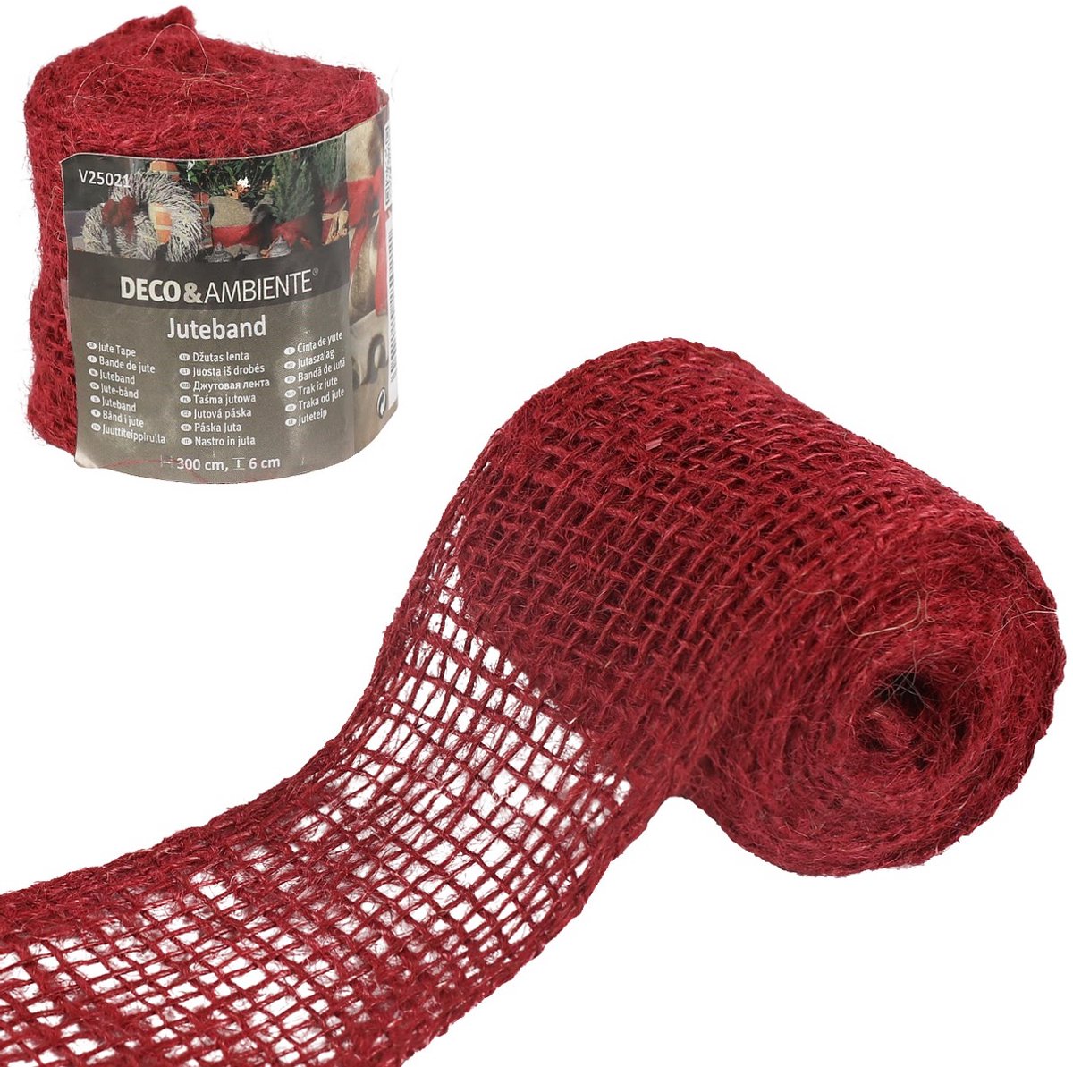 Videx Decoratie Jutelint Rood 300 x 6 cm
