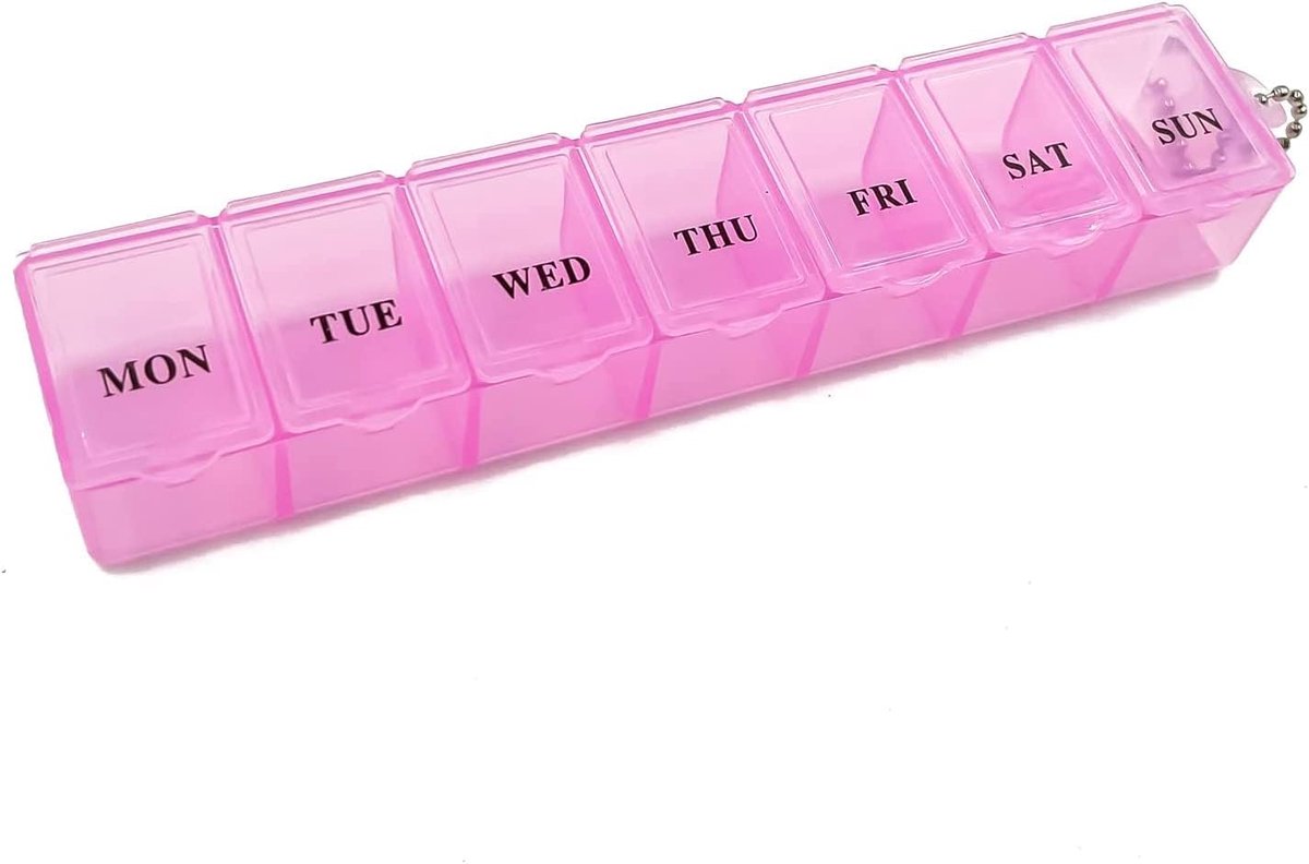 Pilletdozen - Roze pillen dozen - 7 dagen 1 keer Opslagdozen voor geneesmiddelen, wekelijkse aanvulling dozen
