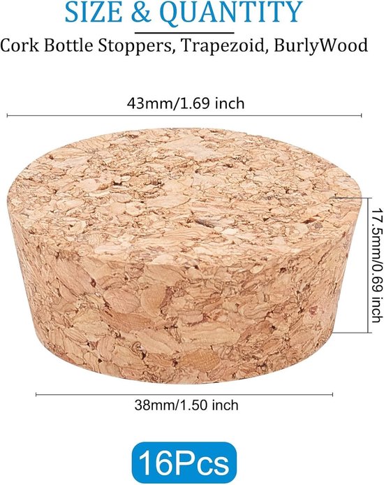 Houten Korken Conisch 43mm Diameter - Zachte Houten Stopper voor Wijn, Bier en Creatieve Projecten — afbeelding 5