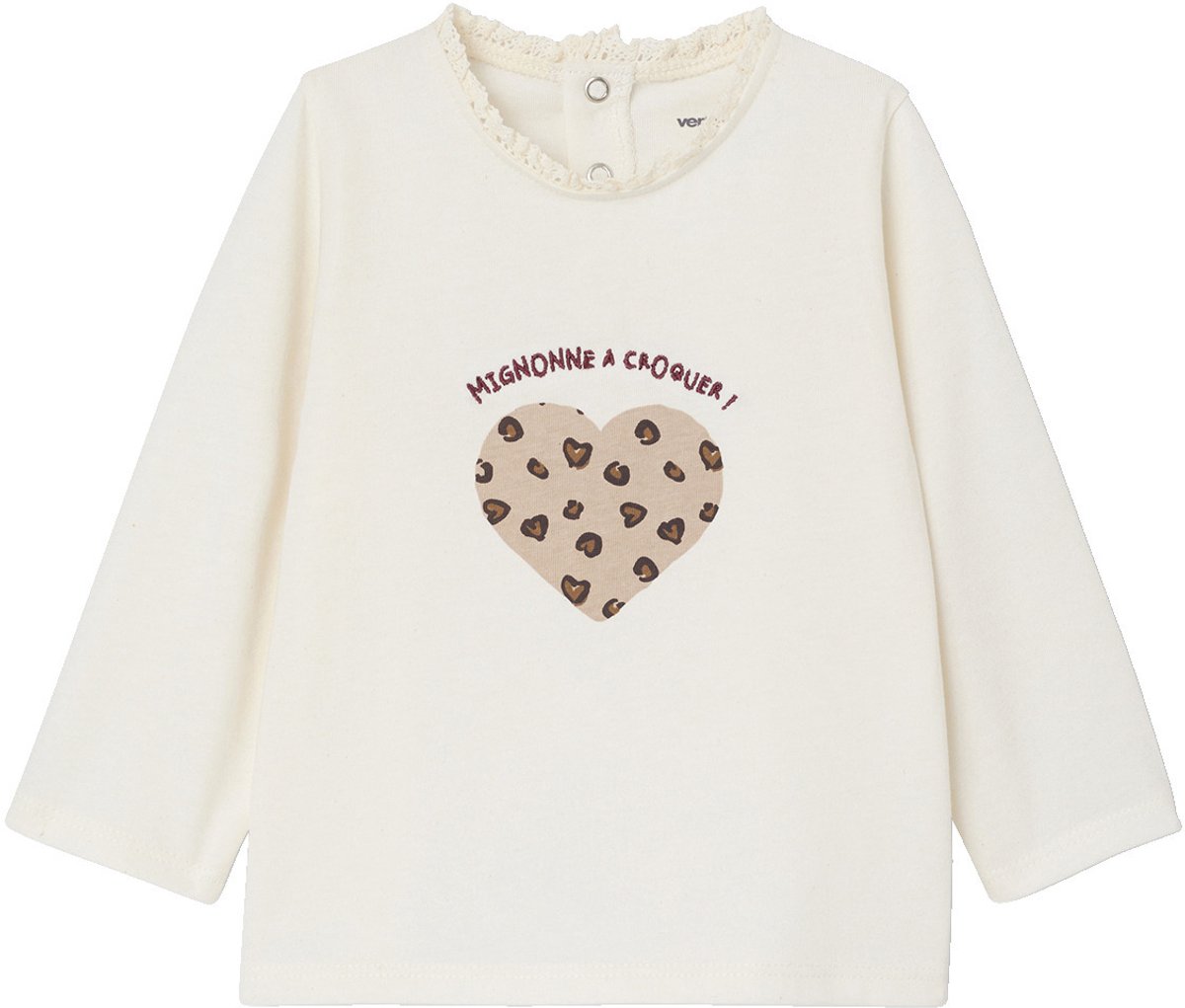 Vertbaudet T-shirt baby met lange mouwen en luipaardhartmotief