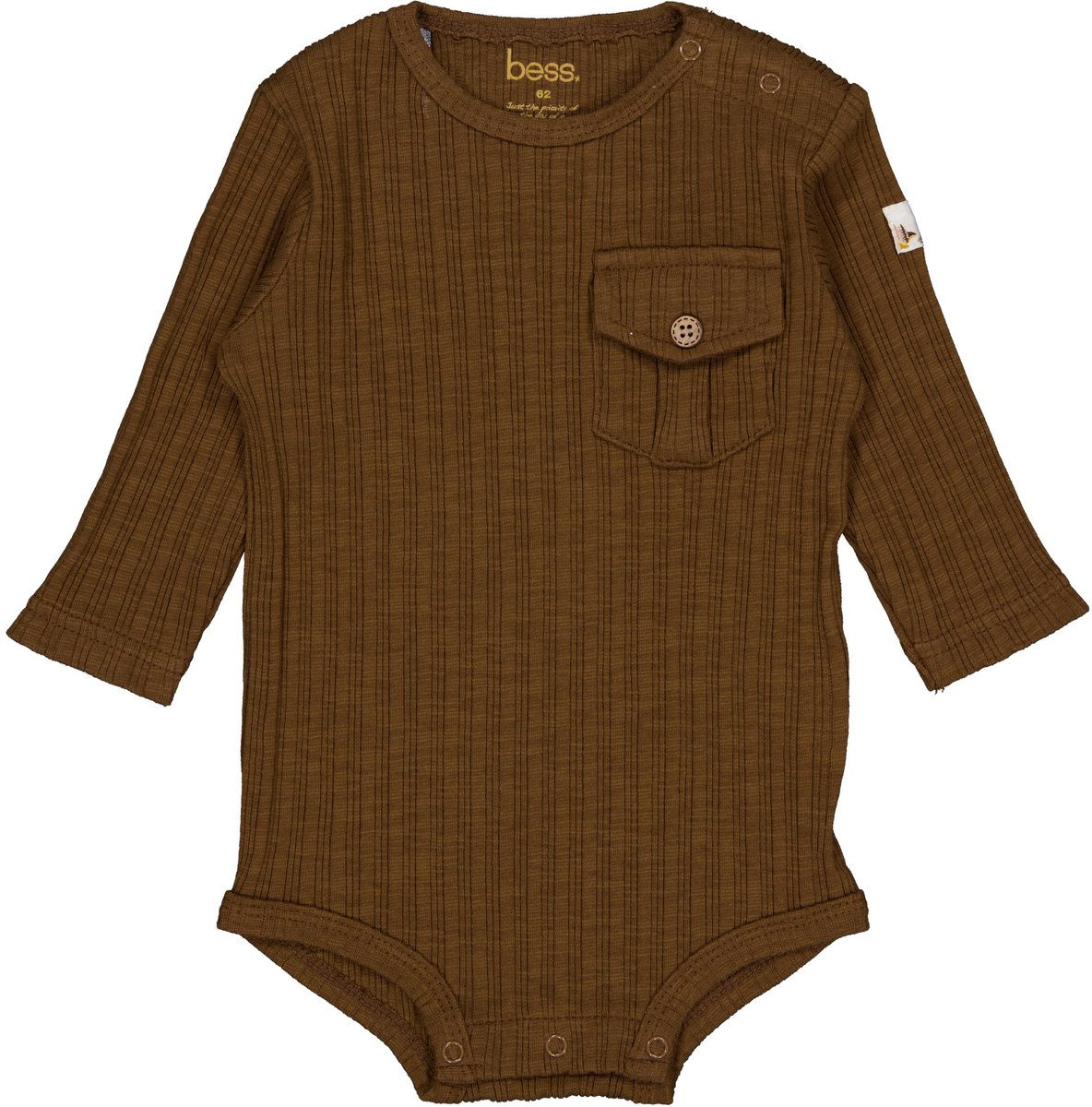 B.E.S.S Baby Shirt/Romper Aad Coffee Brown maat 62