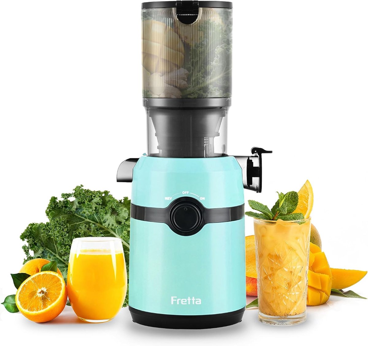 Slowjuicer 200W – 1 Liter – 108 mm Vulopening – Koudpers – Stil en Eenvoudig te Reinigen – Blauw