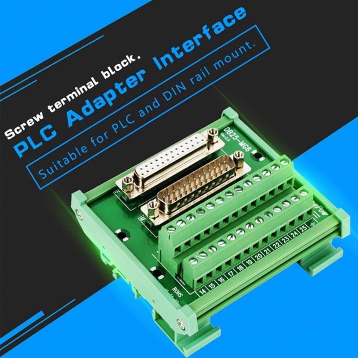 Dailygoody - Db25 D-Sub Male Female Head Extension Board - Terminal Board - Rail