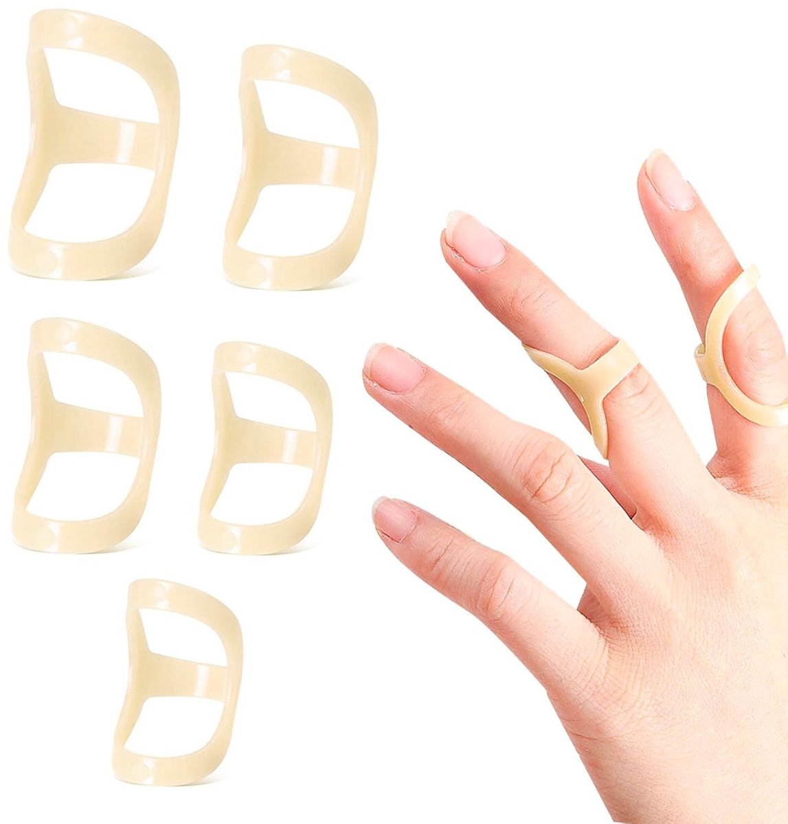 Vingerfixatie Set van 5 Stuks, Draagbare Vinger Spalken en Ringen voor Gewrichtsbescherming, Pijnverlichting en Ondersteuning bij Hammerfinger