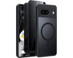 Magnetische Beschermcase voor Google Pixel 7 5G met 2 Stuks Gehard Glas en Schokbestendige Bescherming, Geschikt voor MagSafe en Transparant Matte Ontwerp