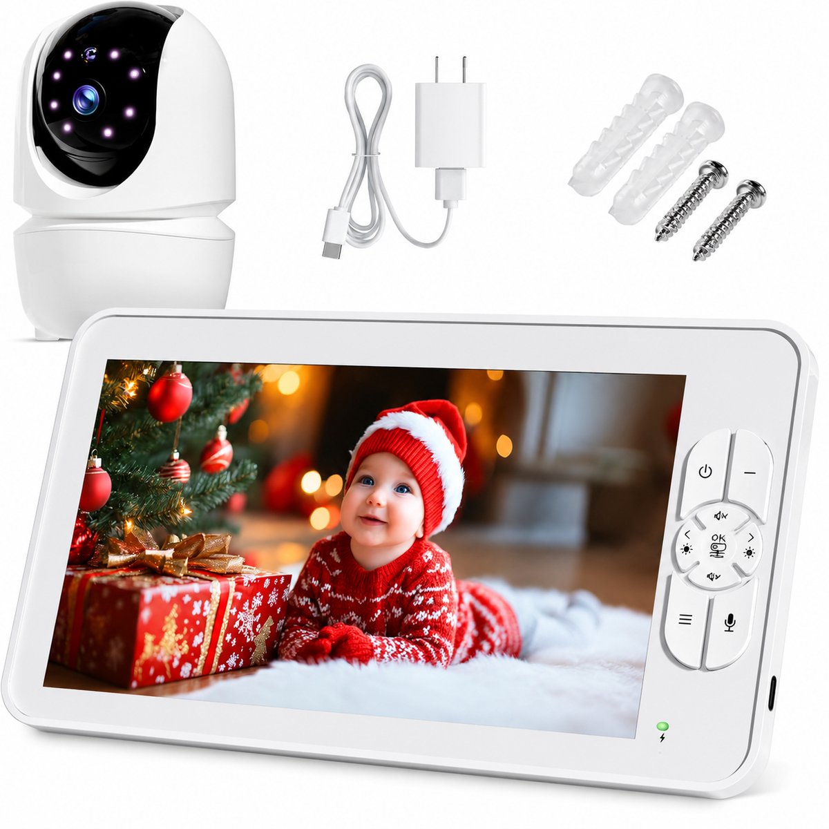 Babyfoon met camera 7 inch scherm | 1080p beeld, nachtzicht, 2-weg audio, VOX functie en 6000 mAh batterij