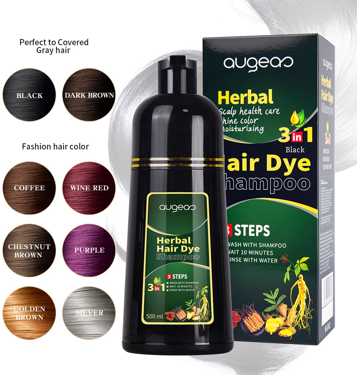 Hair Dye Shampoo 3 in 1 Chestnut Brown