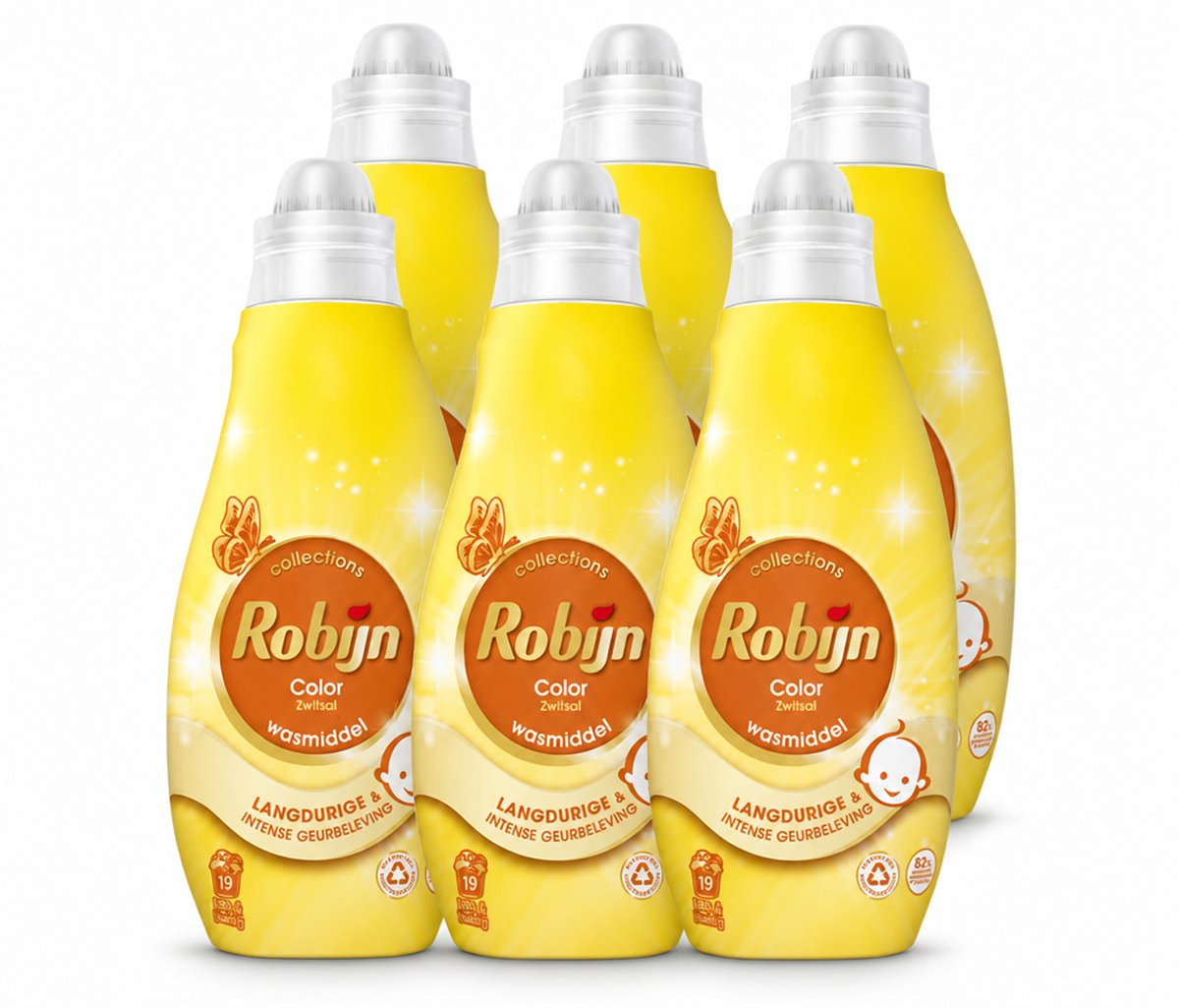 6 x Robijn - Klein & Krachtig Collections Color Zwitsal - Vloeibaar Wasmiddel - 19 Wasbeurten - Voordeelverpakking - 6 stuks