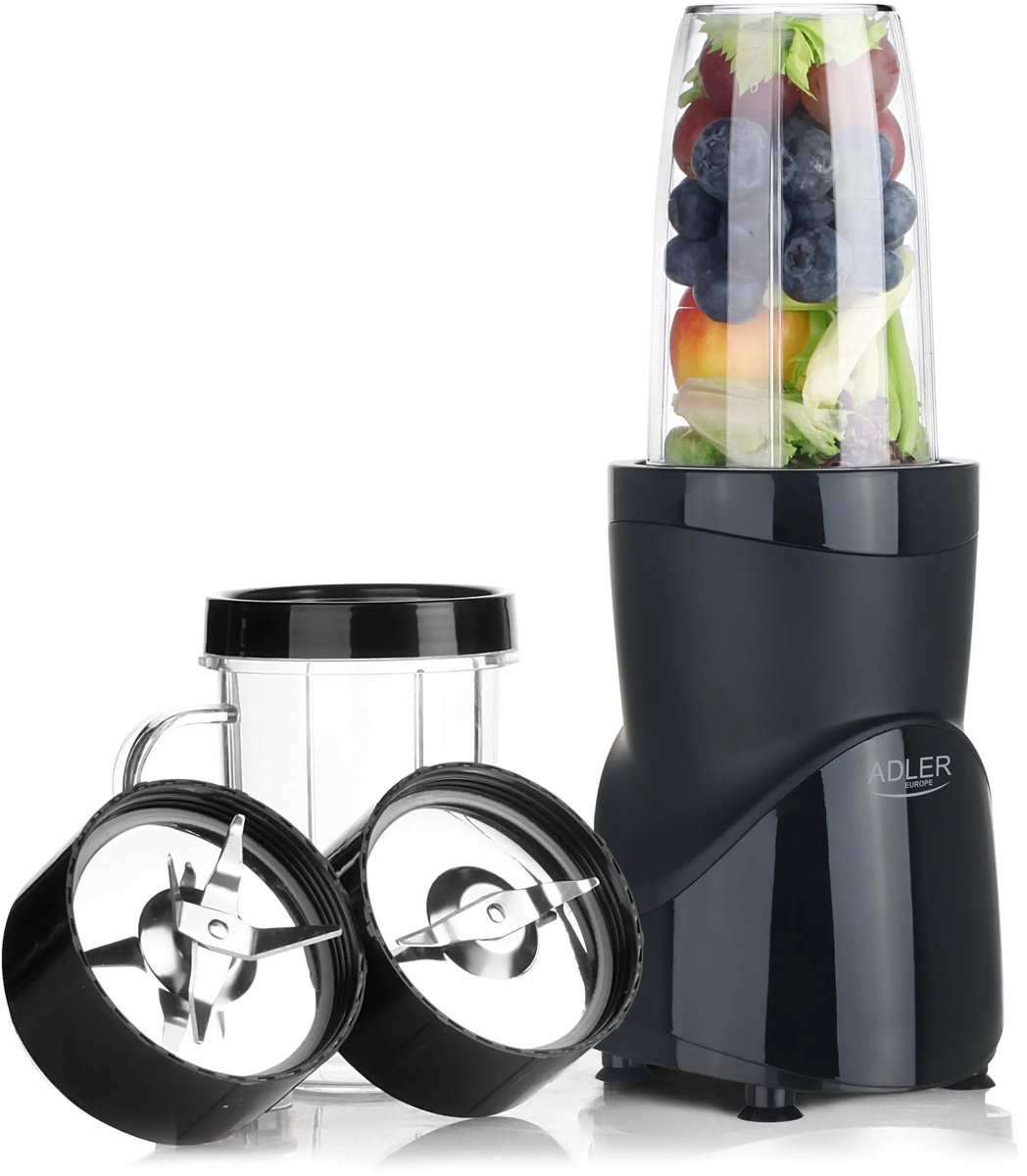 G&G blender - Power blender - Smoothie - Cocktail - Hakmolen - Ice crusher - 4x BPA vrij drinkfles - 1200W - 2 messen - Zwart