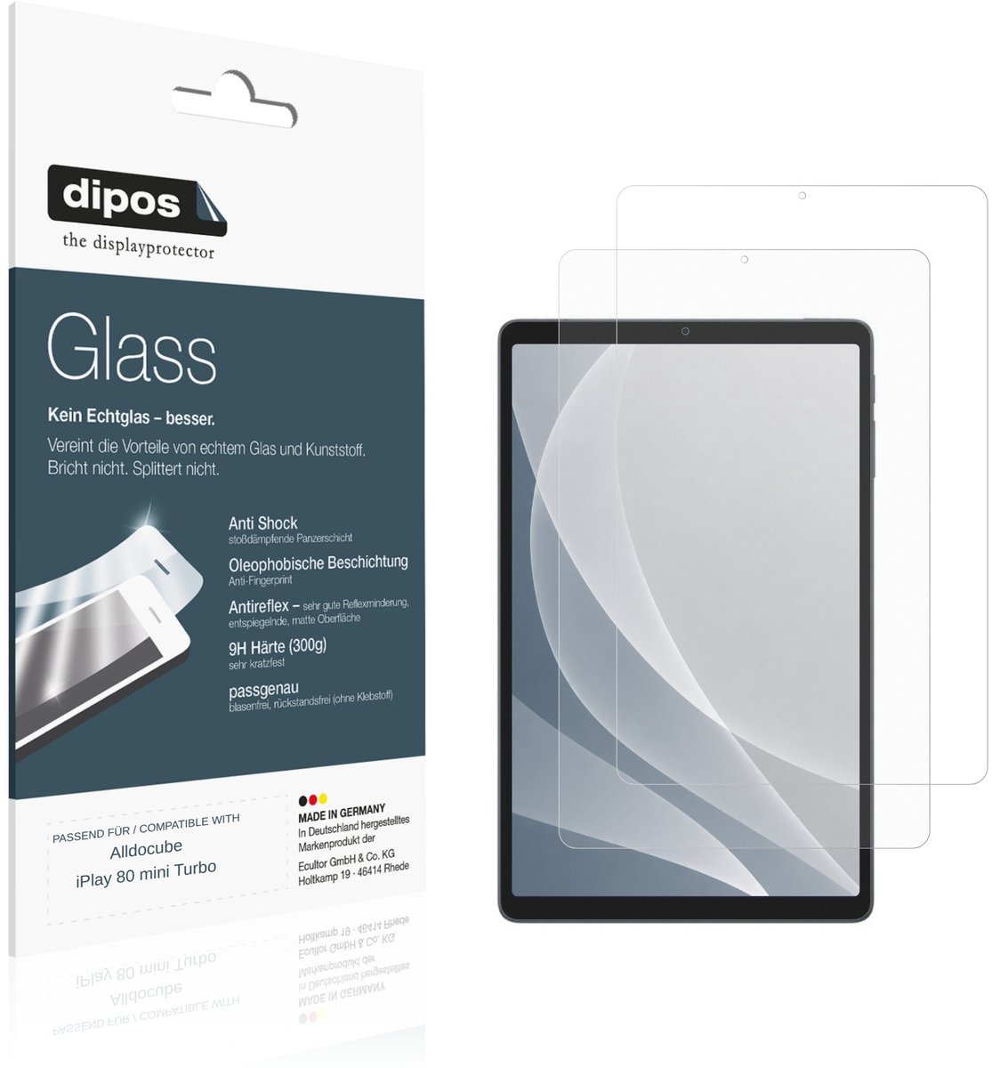 dipos – 2x Matte Pantserfolie geschikt voor Alldocube iPlay 80 mini Turbo | 9H Screenprotector