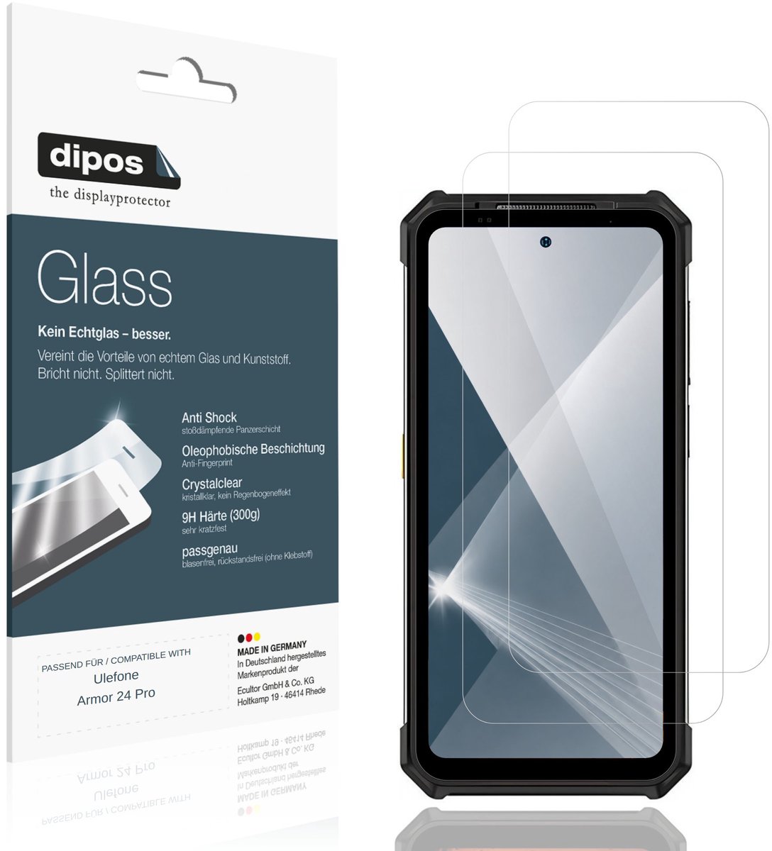 dipos – 2x Pantserfolie geschikt voor Ulefone Armor 24 Pro | 9H Screenprotector