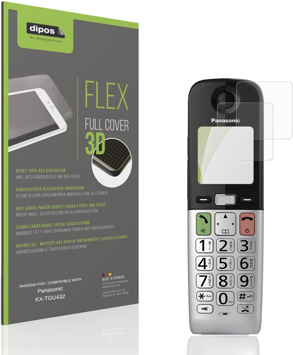 dipos FLEX – 2x Matte Screenprotector geschikt voor Panasonic KX-TGU432 | Volledige Schermbescherming | Case-Friendly