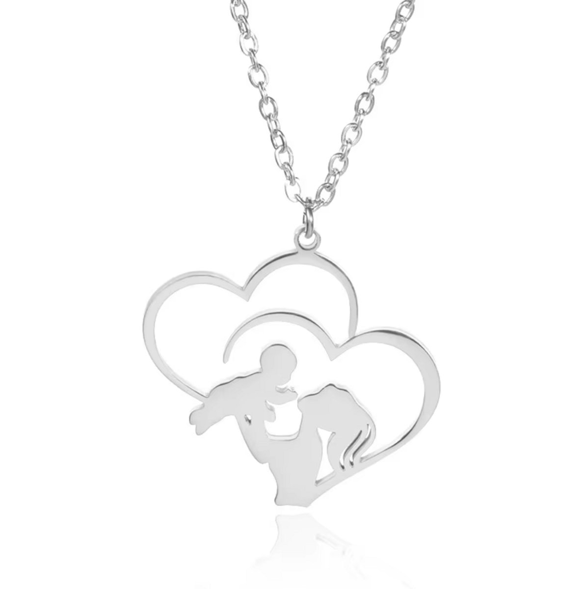 Maevi® Ketting Moeder & Kind - Mommy & Baby - Kleur: Zilver - Hoge Kwaliteit - RVS / Roestvrijstaal / Stainless Steel - Verkleurt Niet - Lengte: 45 CM - Cadeau voor Mama / Moeder - Kraamcadeau - Incl. Luxe Verpakking