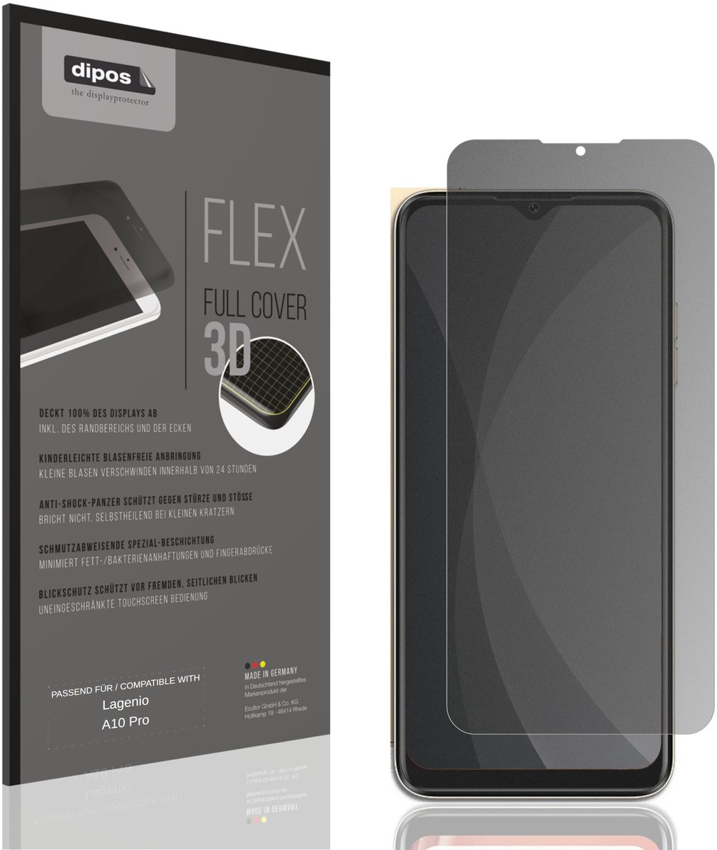 dipos FLEX – Matte Privacy Screenprotector geschikt voor Lagenio A10 Pro | Volledige Schermbescherming | Case-Friendly