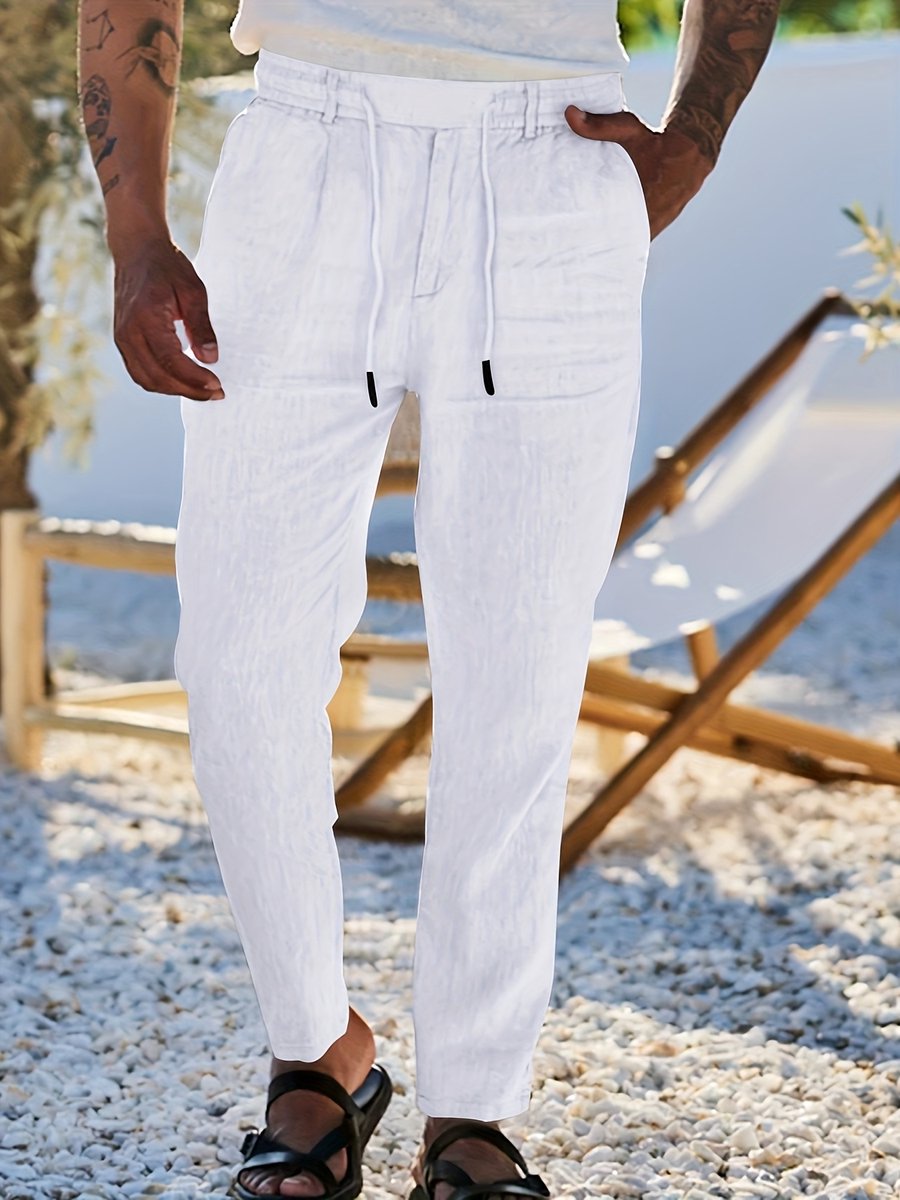 Currero Linnen Broek Heren - Zomerbroek - Volwassenen - Lange Broek - Pantalon - Strandbroek - Zomer - Ibiza Stijl - Lichtblauw XL