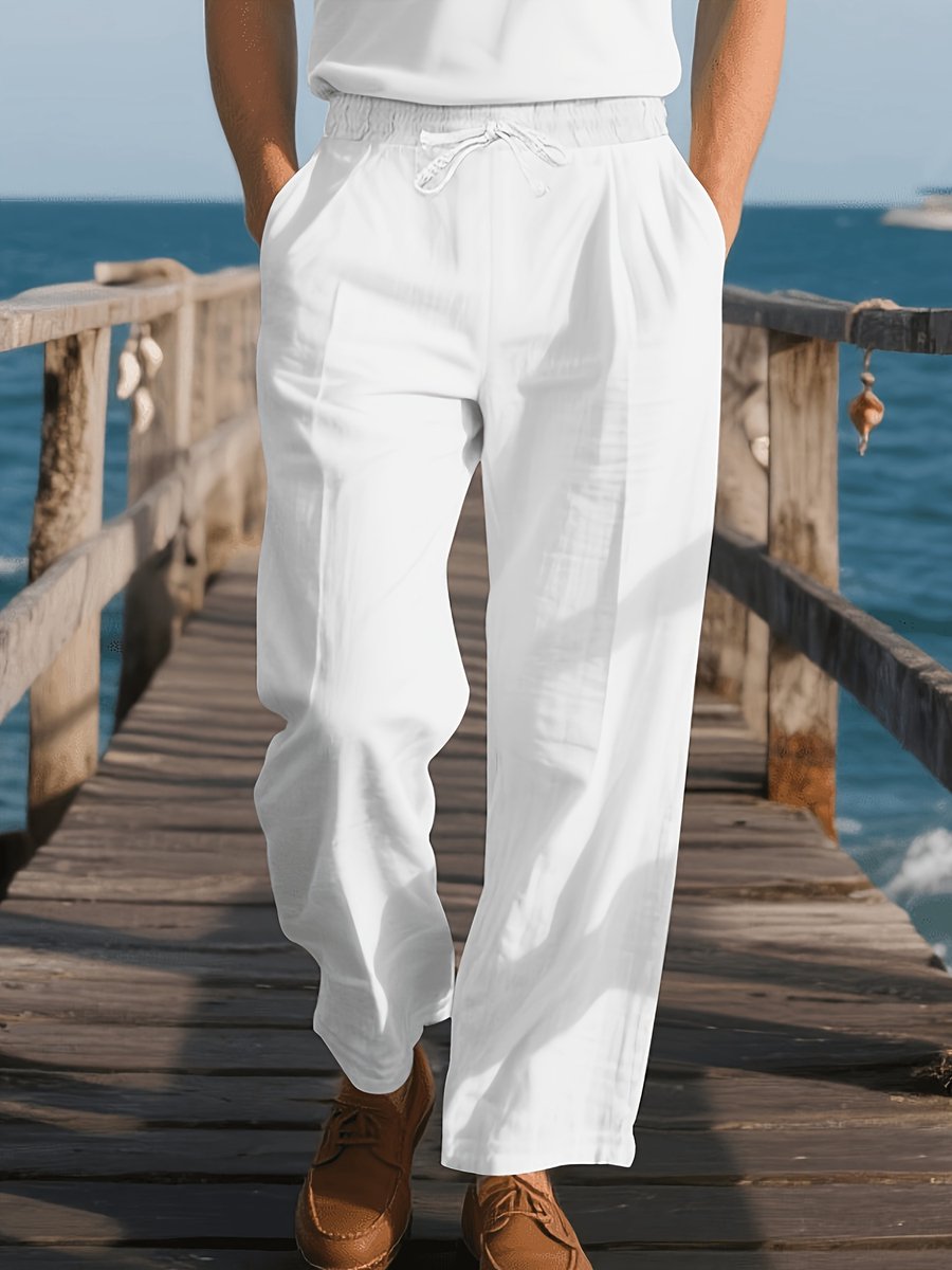 Currero Linnen Broek Heren - Zomerbroek - Volwassenen - Lange Broek - Pantalon - Strandbroek - Zomer - Ibiza Stijl - Wit XXL