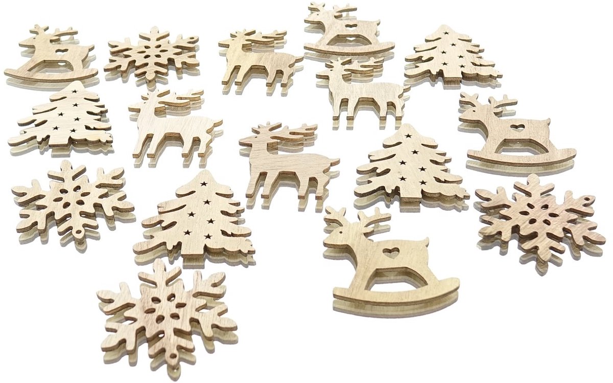 Riffelmacher kerst strooidecoratie hout 4 motieven 16 stuks
