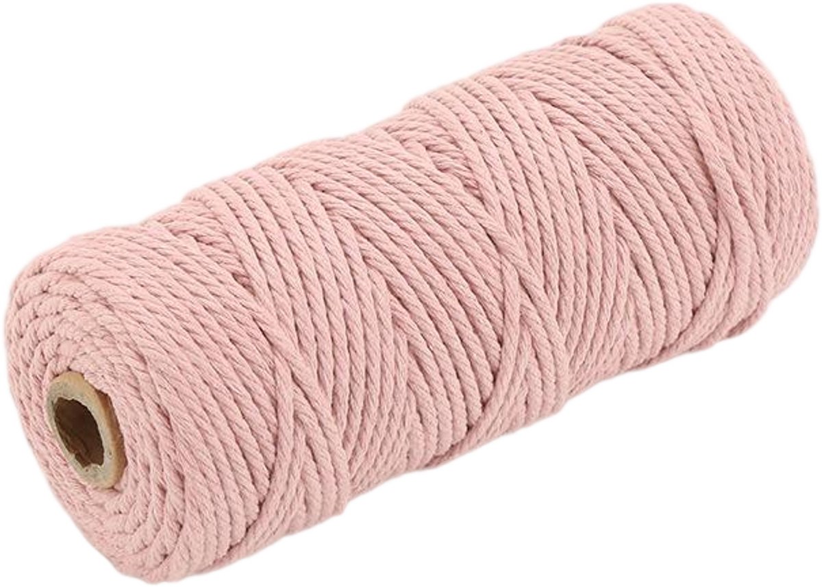 Macramétouw 3 mm x 100 m, natuurlijk katoenen draad voor wanddecoratie, plantenhangers, boho-decoratie,lotuswortelzetmeel