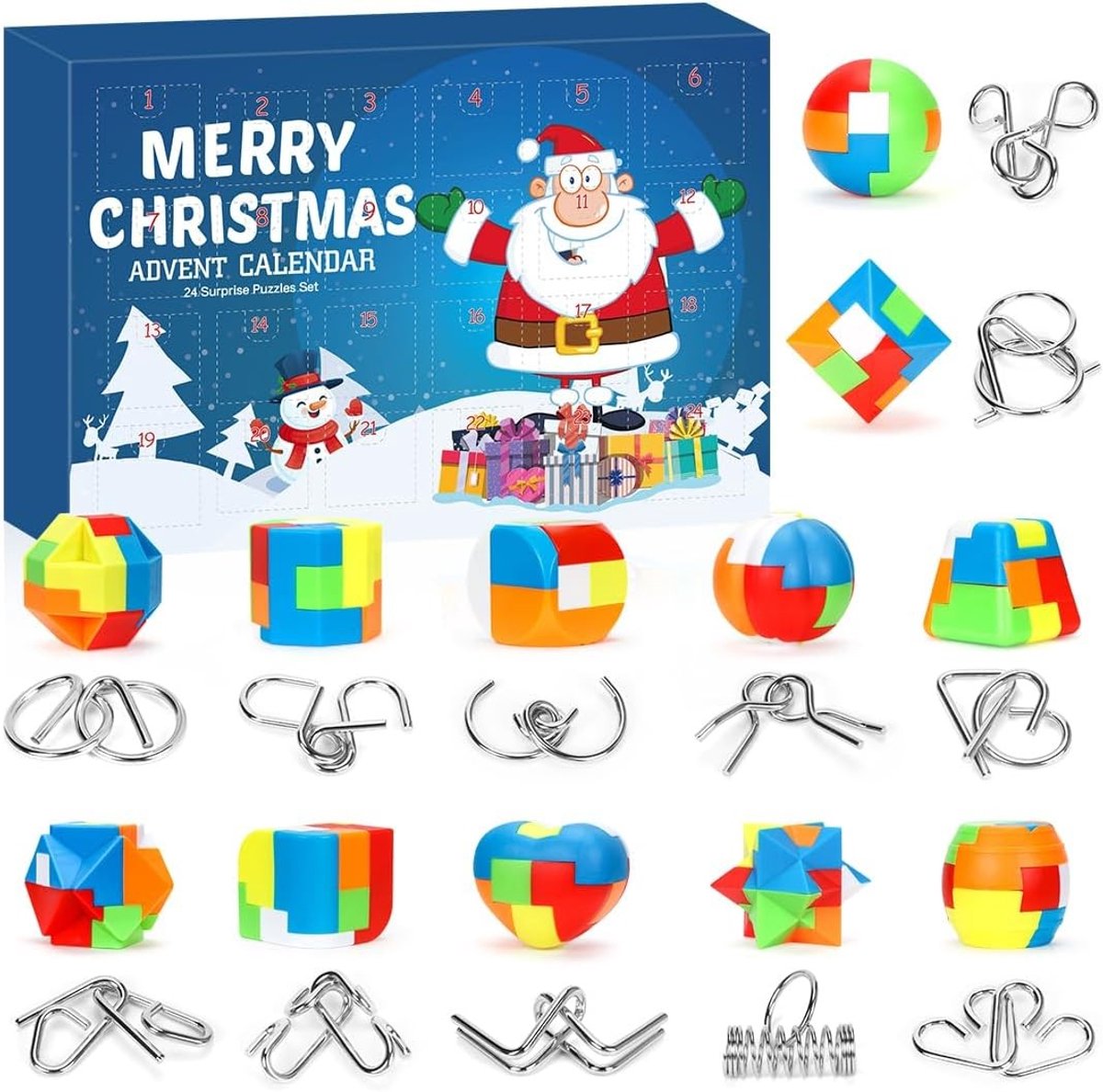 Adventskalender 2025 met Puzzelspellen voor Kinderen, 24 Stuks, Creatieve Spellen, Educatieve Activiteiten en Kerstplezier