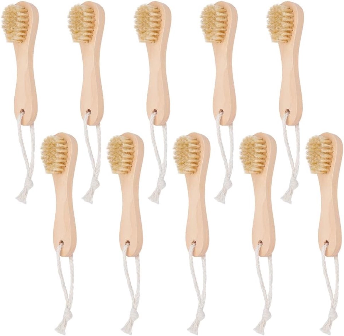 10 stuks mini-houten droogborstels voor gezichtsverzorging, exfoliatie en huidverjonging