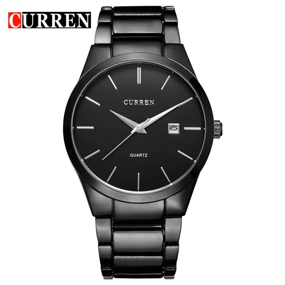 Curren - basic heren horloge - analoog - staal - zwart - met datum - 40 mm
