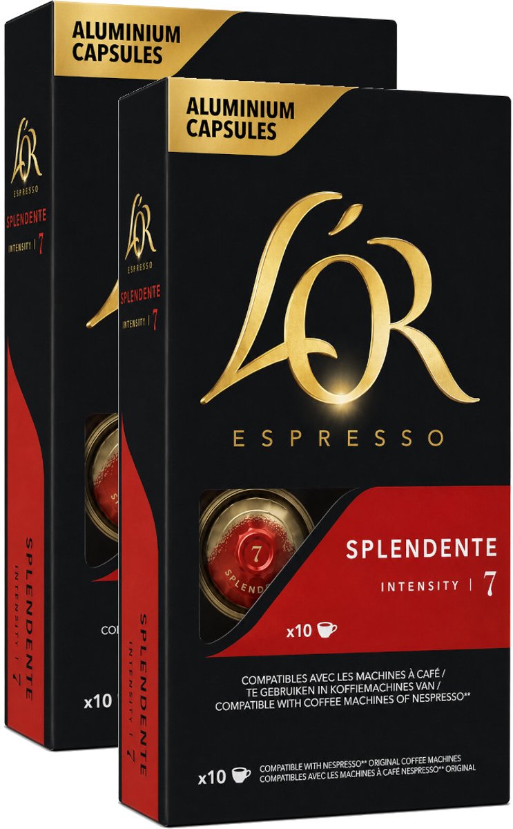 L'Or Espresso Splendente - Multipack - 20 (2x10) Koffiecups Compatibel met Nespresso Coffee Machine