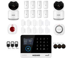 Hozard® Alarmsysteem Pakket D V2 | 2X HD WiFi Camera | Smart Home Beveiligingssysteem | Draadloze Sirene & Rookmelder | RFID Tags | Draadloze Smart Home Beveiligingssysteem