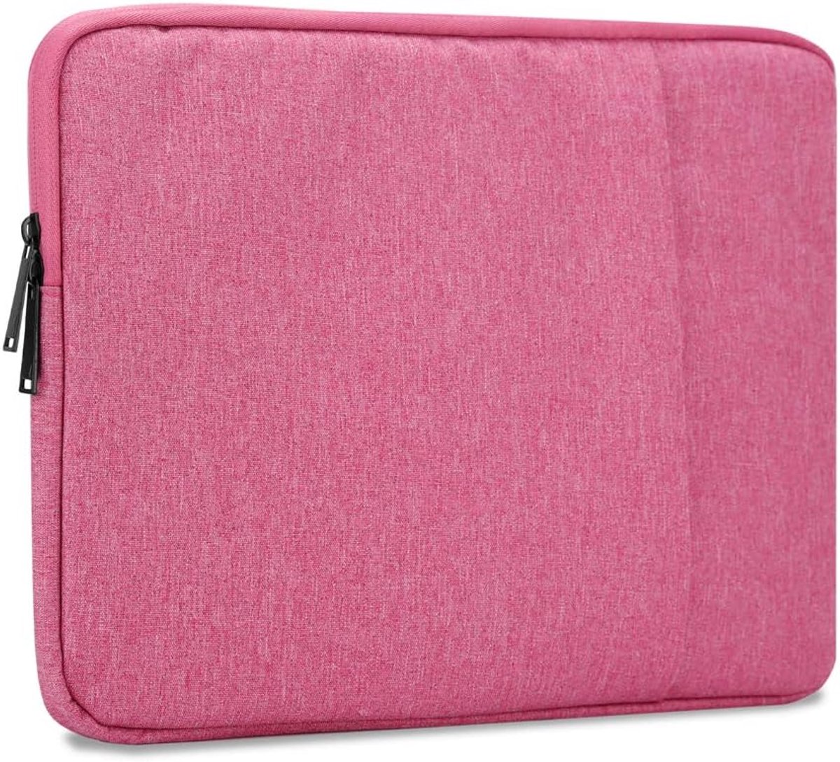 Laptop/Tablet Bescherming Tas 14 inch in ROZE ZWART WITTE STIP - Notebook computertas gemaakt van stof met fluwelen voering en compartiment met anti-kras rits