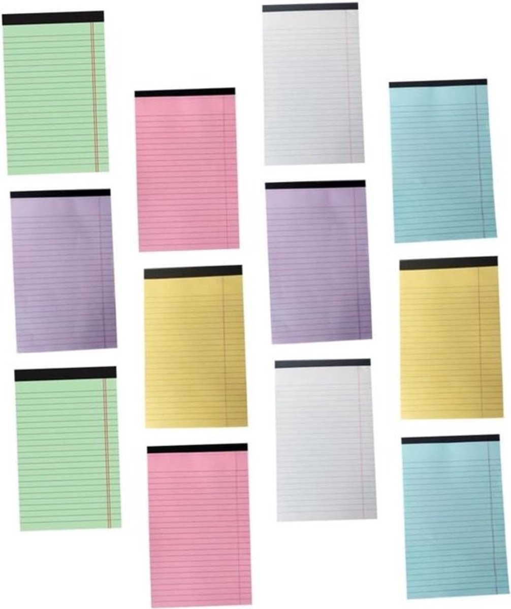 Notitieblokken met Lijnen - Schrijfblokken Memo Pads - Ideeën Opslaan - Scheurbaar Kleurrijk Papier - 21 x 12.5 cm