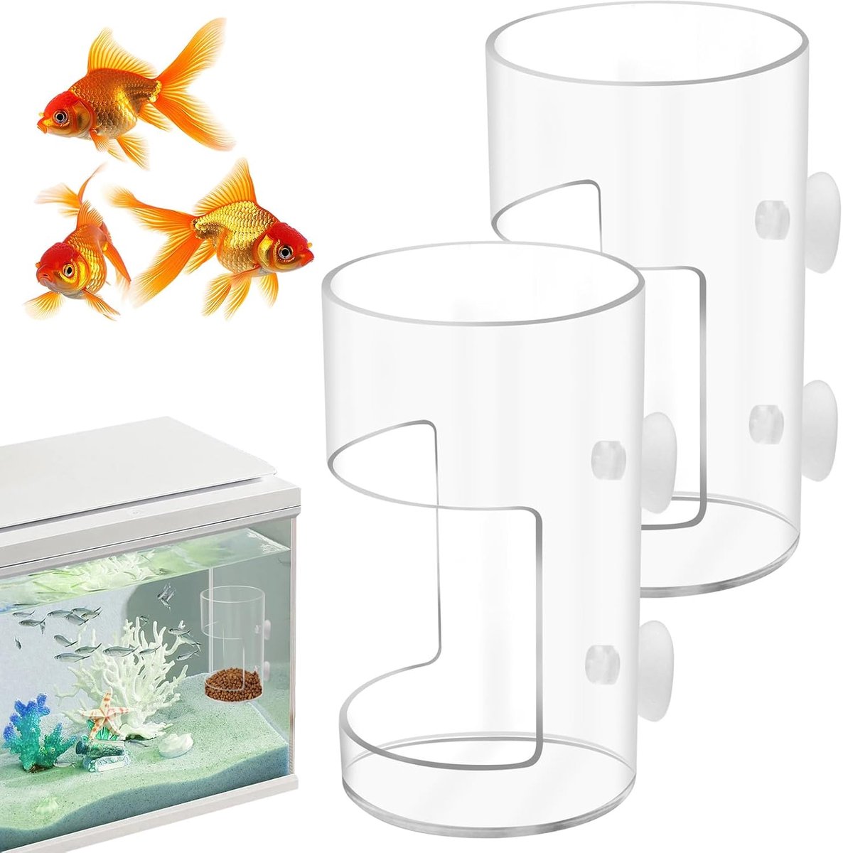 Dailygoods- Aquariumvisvoederbak - 2 stuks - Voerbuis - Tankverdeler - Accessoires - Duurzaam kunststof - Verstelbare grootte - Voederautomaat