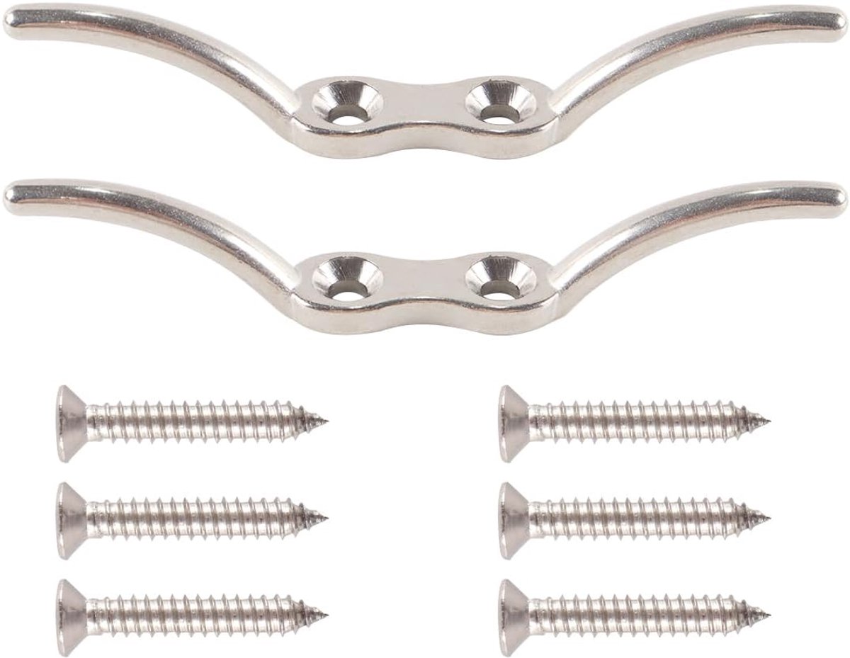 Dailygoods- Schoenplaatjeshaak 152 mm - Zware Touwkoordhaak - Aanhangwagenbevestigingen - Jaloeziekoordhaken - Antislipspijkers - Roestvrij Staal 316