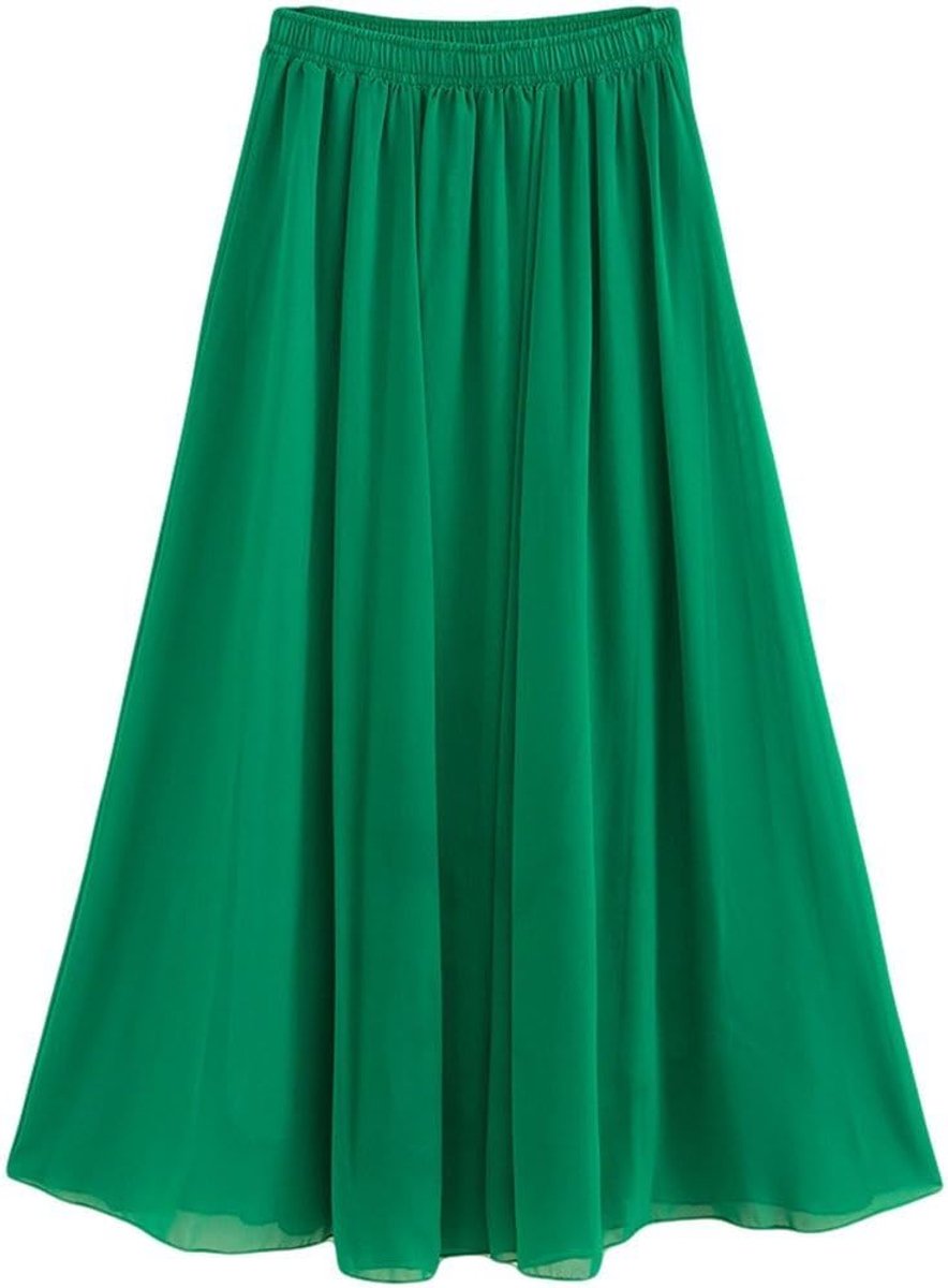 Dames uitgerekte taille chiffon lange rokken vloeiende rok
