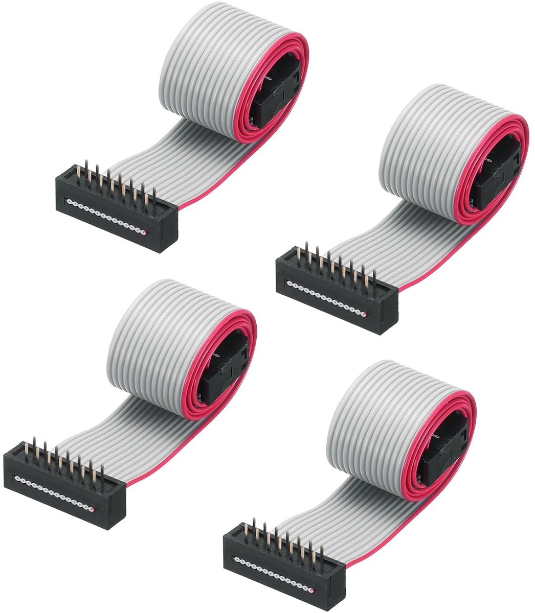Platte lintkabel IDC FC/FD type A 14-pins afstand 2,54 mm lengte 0,3 meter grijs 4 stuks