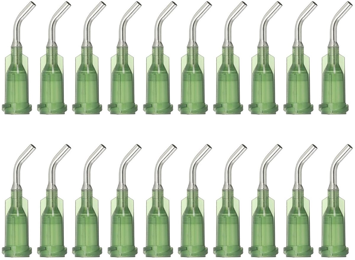 Doseernaalden met gebogen spuitnaald, 100 stuks 0,5 inch 14G industriële vloeistofdoseernaald voor bijvullen, olie of lijm applicator