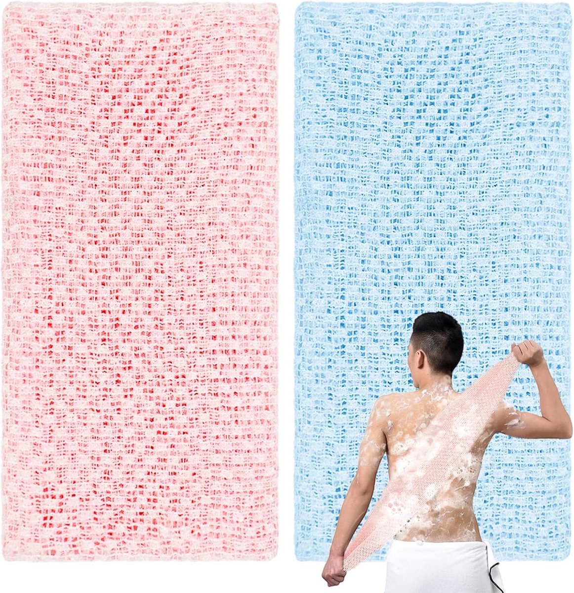 Dailygoods- Rugschrobber Exfoliërend - Rugschrobber voor Douche - Scrub Doek Rug - Douchehanddoek - Lichaamsreiniging - Set van 2 Stuks - Scrubdoek