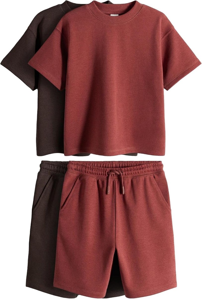 SET Jongen 2 T-shirts van katoenen jersey met korte mouwen en shorts
