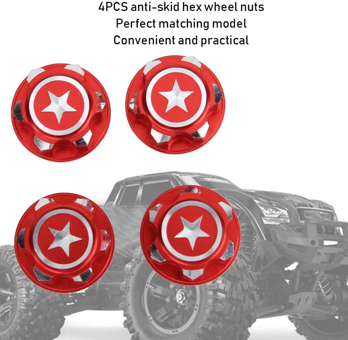 Wielmoer, 4 Stks Aluminium 17mm Hex Wiel Mount Moeren Set voor Modelbouw en RC Auto Accessoire voor RC Spelers en Model Enthusiast