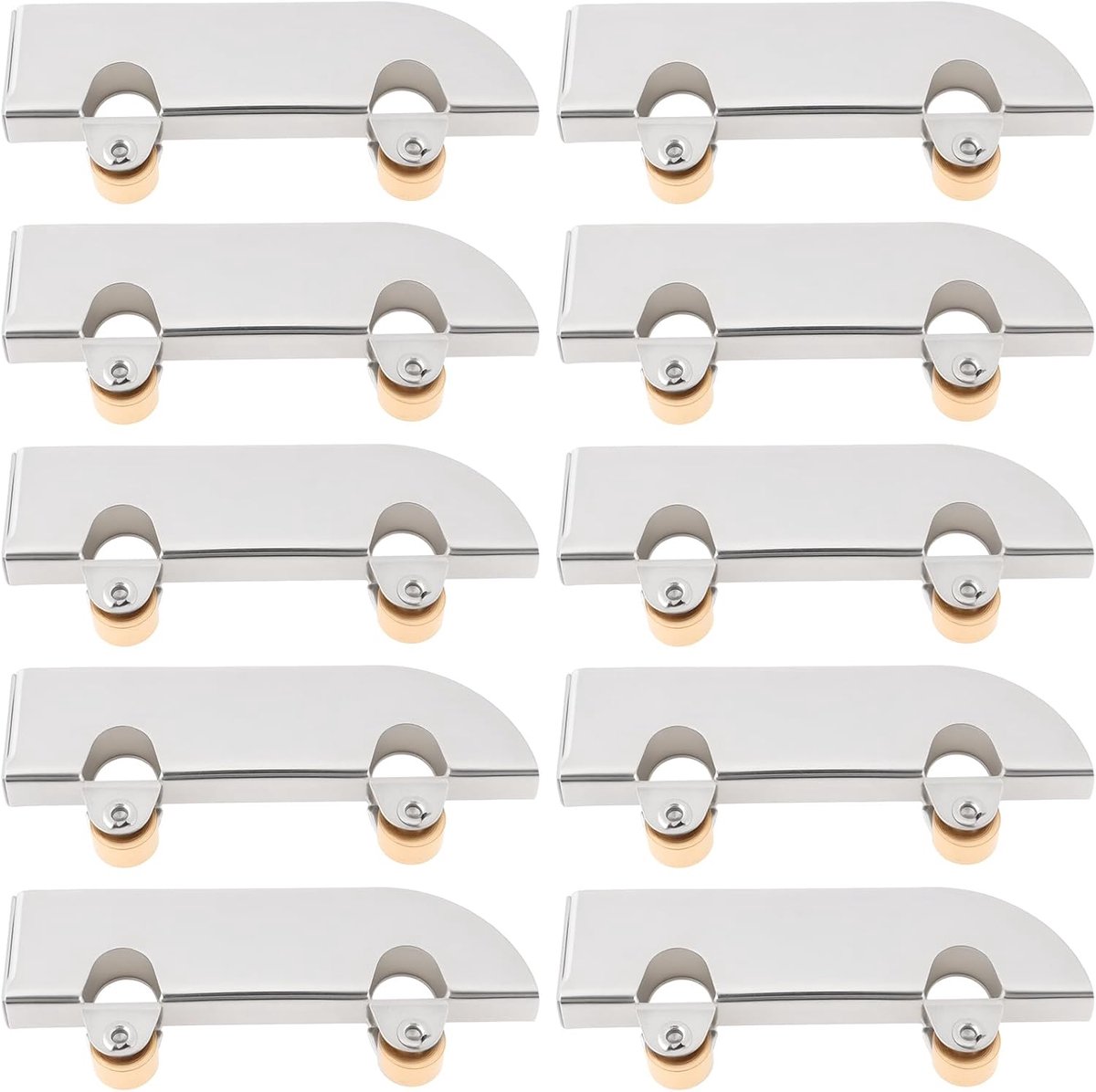 Dailygoods - Roestvrij Staal Glas Schuifdeur Rollers met Koperen Wielen