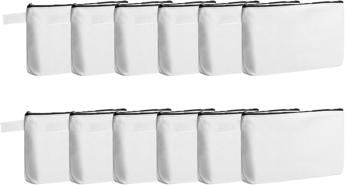 12 Pack Canvas Make-upzakken Multifunctionele Etui Pouch Tassen voor Craft, Beige, Eenvoudig
