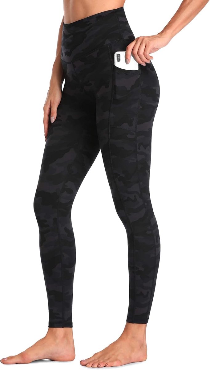 Dames Legging 7/8 met Zakken Sportlegging Hoge Taille Buikcontrole Yogabroek Trainingsbroek Joggingbroek